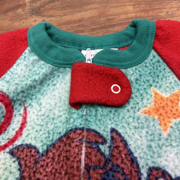 VTG 90s Looney Tunes Baby Taz 3T Fleece Sleeper Romper Red One Piece Outfit USA - Picture 5 of 9